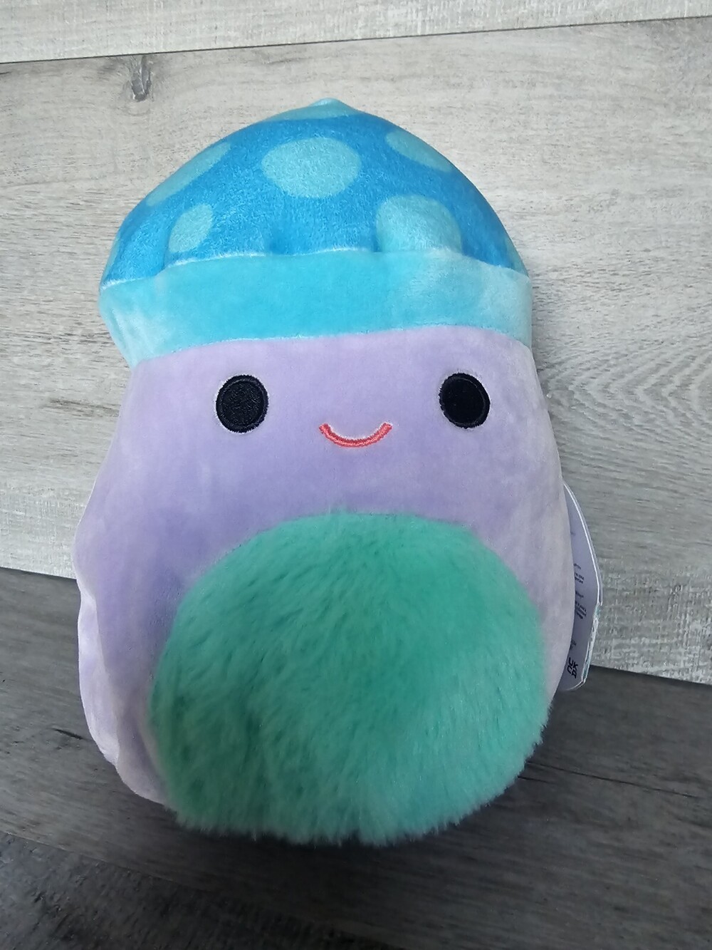 Kellytoy Squishmallow Pyle Fuzzy Belly Mushroom Teal Blue Lavender 8" Plush NWT